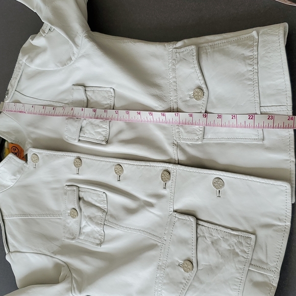 Tory Burch Winter White Sergeant Pepper Military Style Leather Jacket - Picture 16 of 16